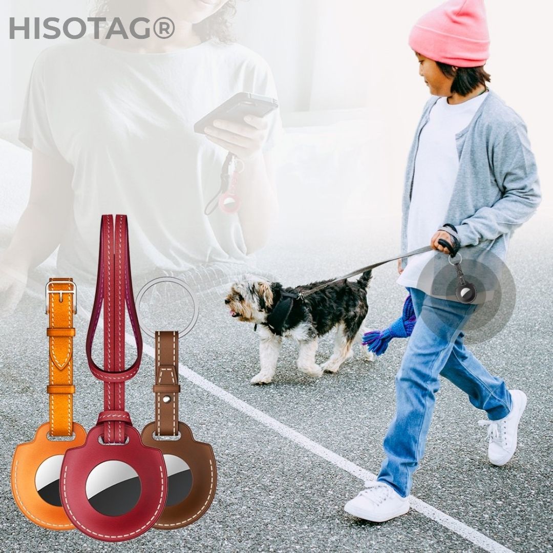kid and dog with hisotag key ring
