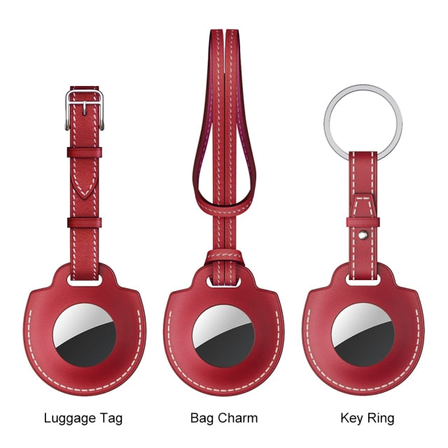 airtag red leather case