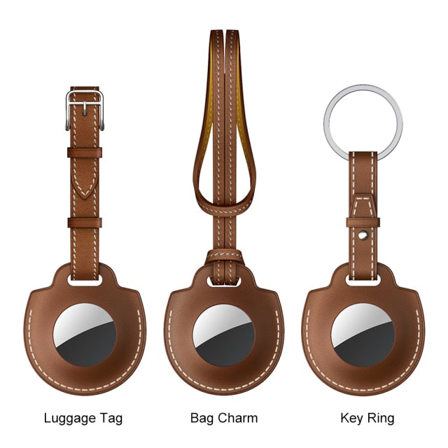 airtag brown leather case