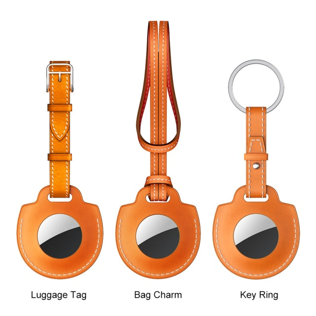 airtag orange leather case